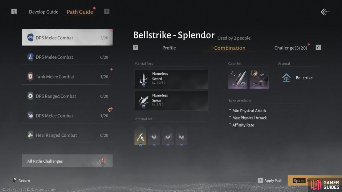 There are suggested build paths, which will help you train and grabt the weapons, passives and skills you need for a build. image via Gamer Guides / NetEase.