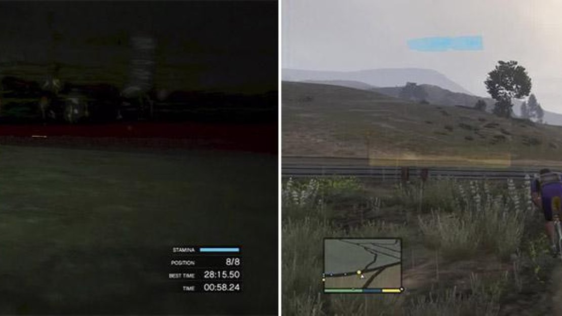 Being in the lead coming out of the water is essential to maintaining a good lead and will save you a lot of time later. Use the underwater trick (left). You can jump the barrier here to save a lot of time. But you must be accurate or it could cost you the race (right).