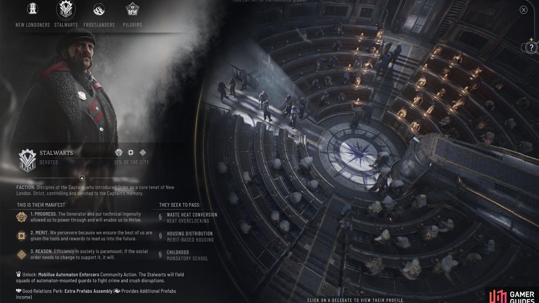 You’ll obtain the Stalwarts Faction if you select the Order choice.