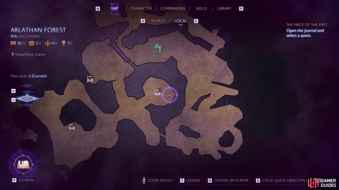 You need to reach the island in the center of the Waterfront Glades area.