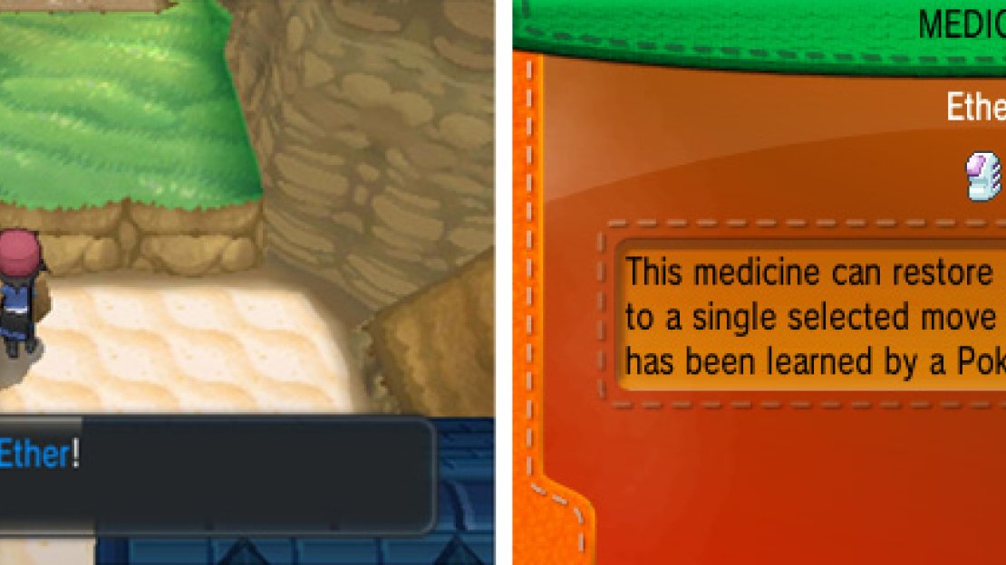Ethers let you replenish a move’s PP without returning to a Pokemon Centre.