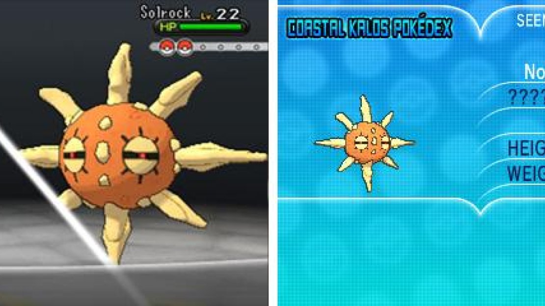 The Rock/Psychic Solrock is weak to Bug, Ghost, Steel, Water, Grass and Dark moves.