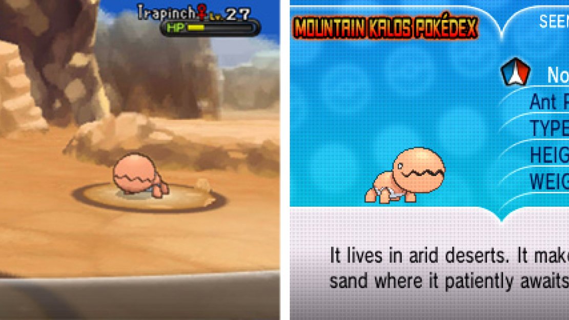 Looks can be deceiving; Trapinch evolves into a Ground/Dragon type.