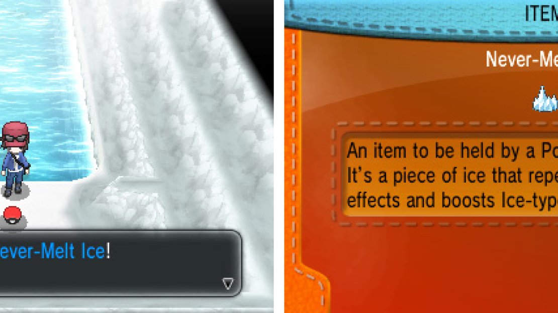 Never-Melt Ice boosts the holder’s Ice-type moves by 20%.