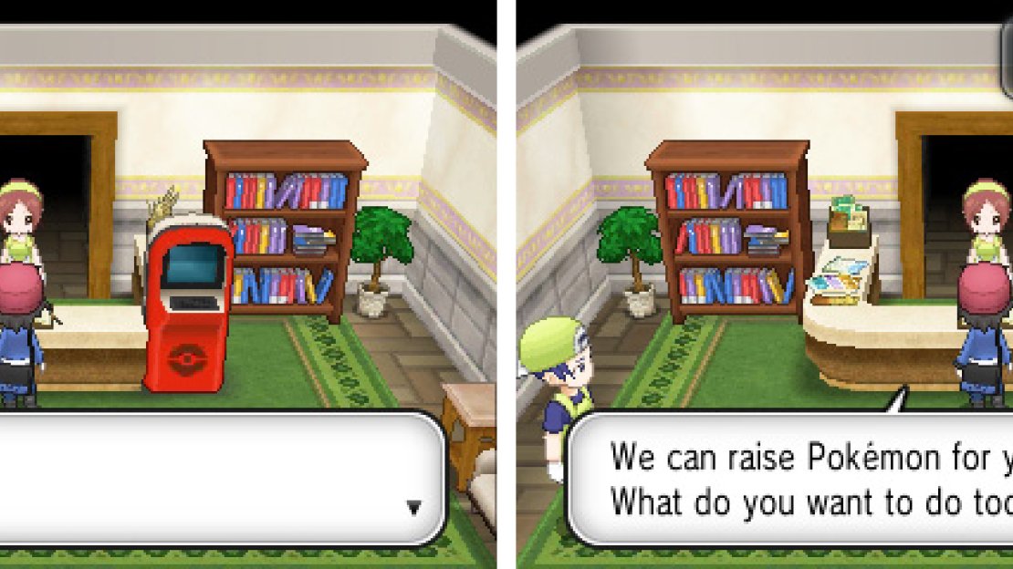 The Day-Care Lady lets you pick up to two Pokemon to raise.