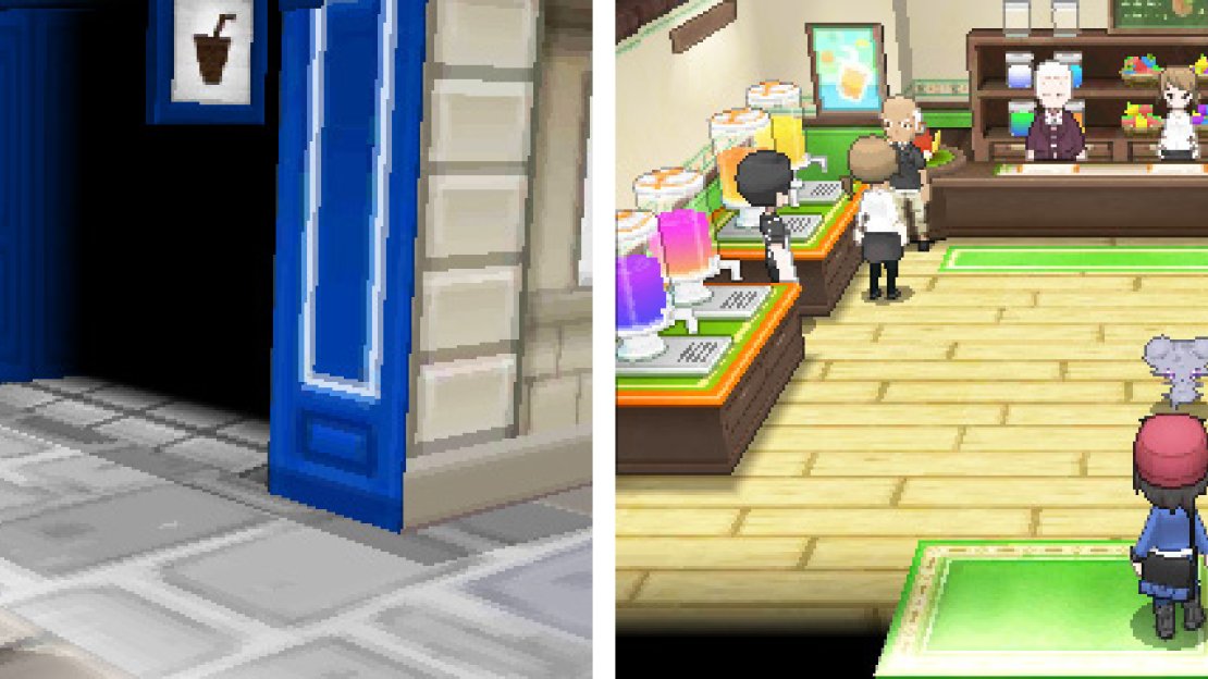 A lady and her Fletchling (and a taxi) wait outside the Juice Shoppe.