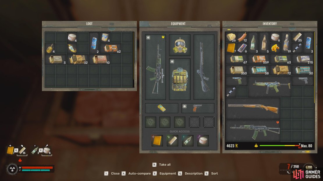 An overflowing inventory is a good way to get yourself killed in The Zone, as you’ll be rooted to the spot until you make some space.