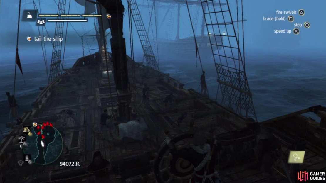 Take a right at this junction because the other ships are blocking your path. You will also be seen if you spend too long beside the ships.