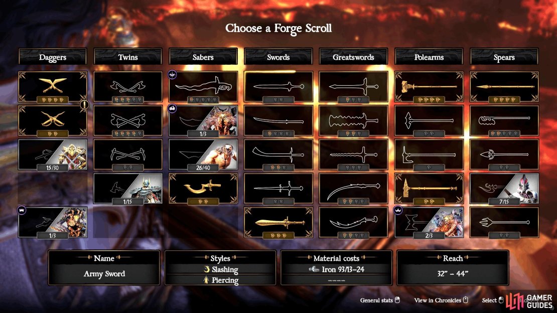 You’ll unlock Forging Scrolls upon defeating the required enemy a specific number of times.