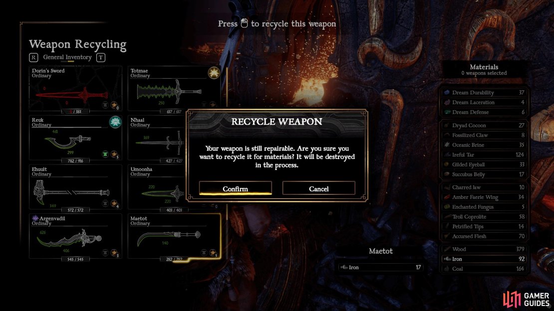 Recycling your weapon should only be used on an unused weapon or a weapon you’re not happy with.