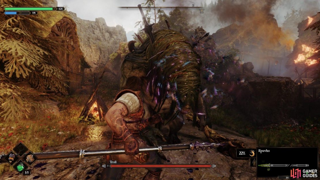 The troll can only be killed with two successful depletions of its health bar. 