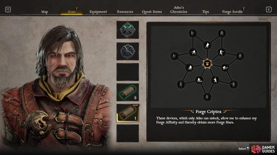 Forge Criptex in Blades of Fire will add the potential for additional Forge Stars to weapons you create.