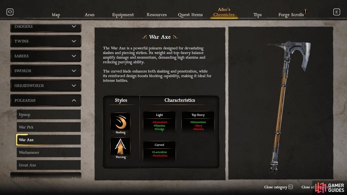 The War Axe is arguably the fastest Polearm.