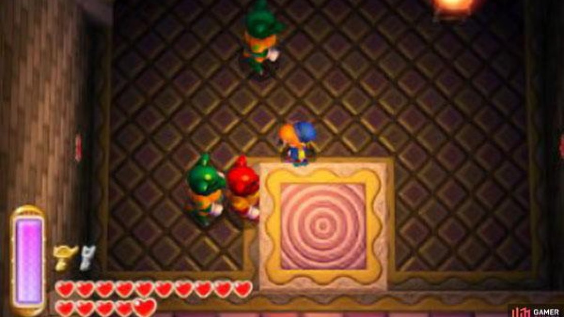 Goriyas come in two colour variants–red and green. Both types mimic Link’s movements, moving in the opposite direction that Link moves. Green ones can be be slain with normal attacks. The red ones occasionally shoot fireballs and don’t take sword damage. For an easy kill, plant a bomb on the floor, then walk in a circle so the Red Goriya is hit by the explosion–two regular bombs will do the deed.
