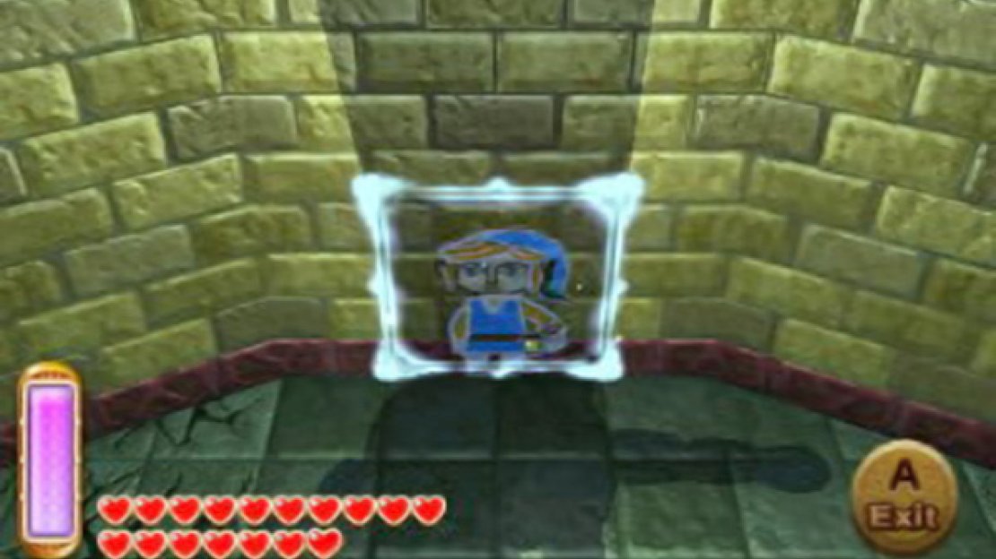 While the boss is dazed, pop out of the wall and give it a good bashing around with your sword (which–if you’ve been following our guide–should be the fully powered up golden Master Sword). Now, there’s a trick to making the rest of this fight super easy. Run back to the north-most wall and every time you see the boss getting ready to slam down, merge into the wall and then immediately emerge after it pounds. Following this procedure will minimise your energy gauge usage.