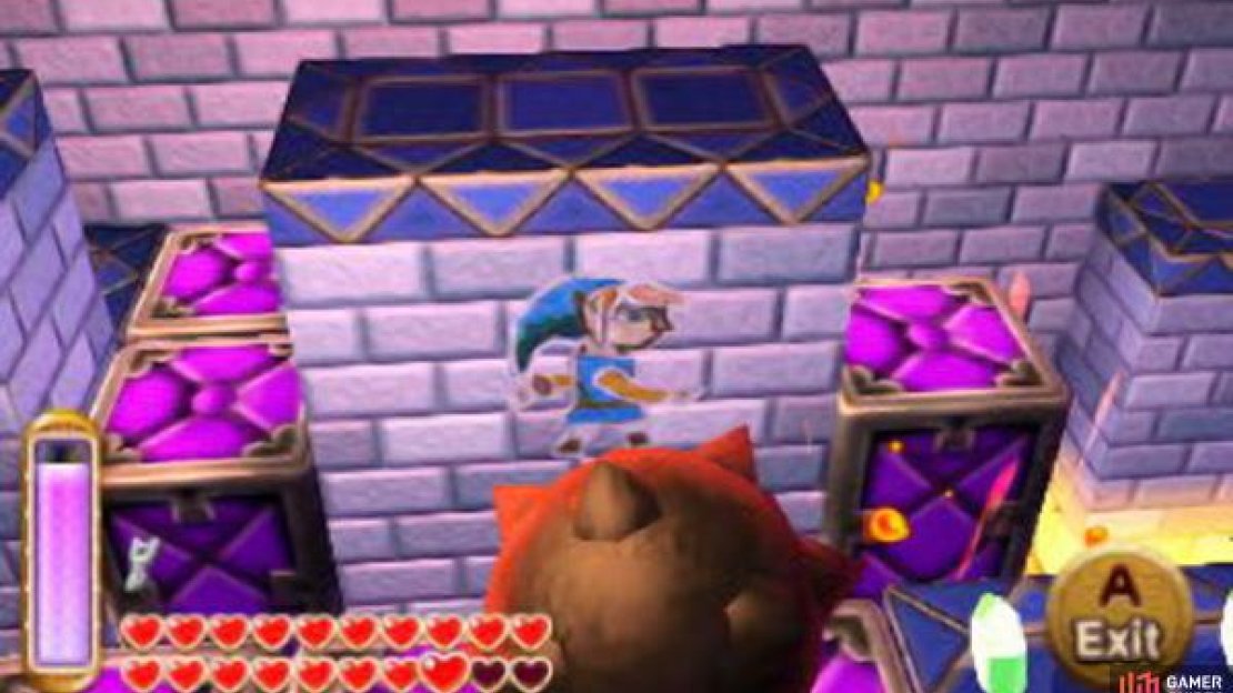 The purple platforms will appear as you’re near them, so the trick is to memorize what makes them appear (and dissapear) so you can roll each spiked ball to the other end of the room (the second one on the right of the room requires you to merge with the walls in your way as the ball runs down to your left - see screenshot above).