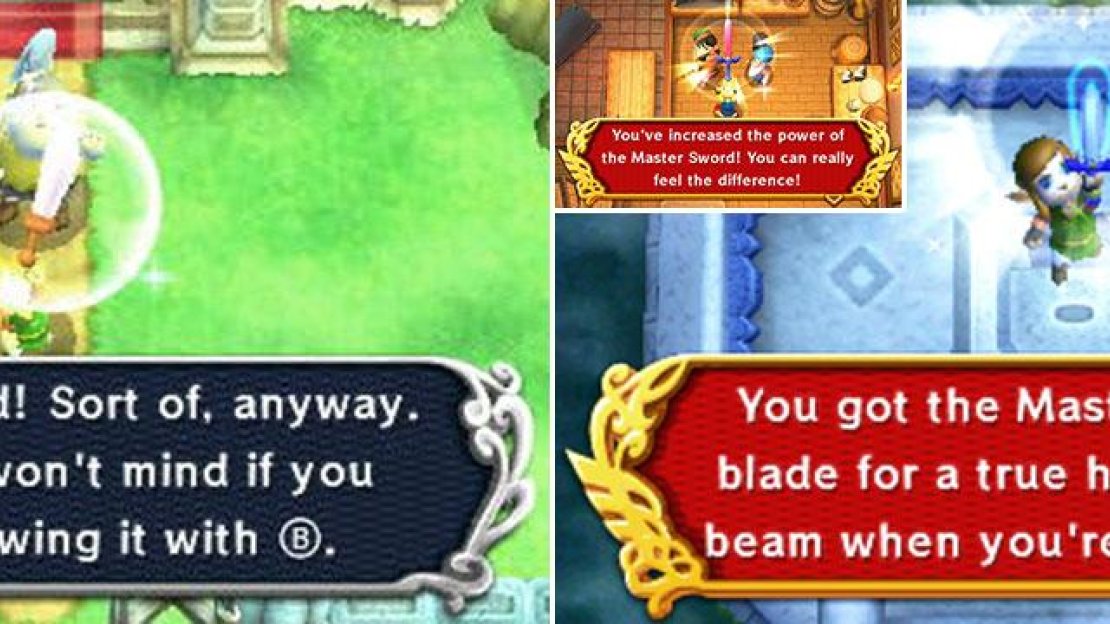 Obtained: After visiting the Sanctuary  How to use: B Button  Upgrade and how: Master Sword (complete the first three dungeons)  How to Upgrade the Master Sword: (2 Master Ores per extra level of damage)