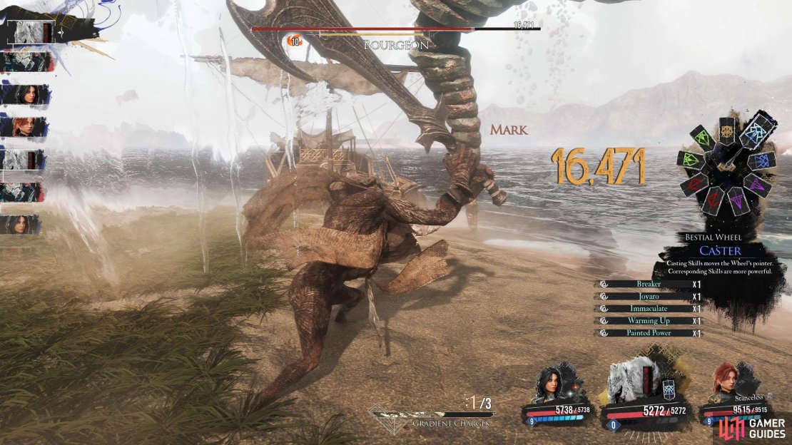 Chevalière Combo is a multi-hit attack that deals more when the Bestial Wheel displays a Balanced Mask.