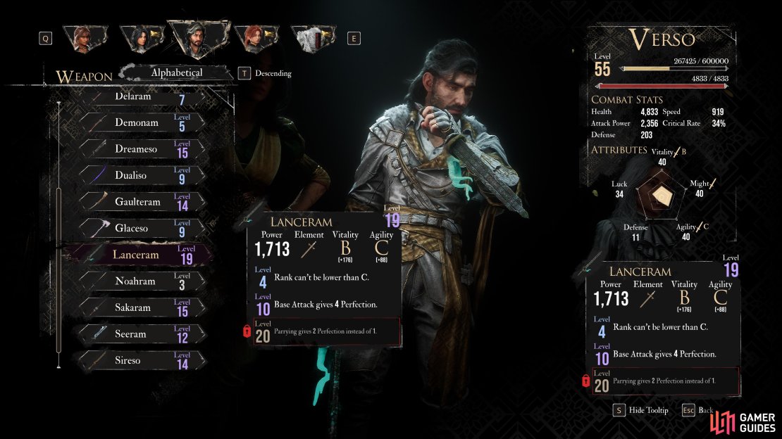 The Lanceram will see it so your Perfection Rank can never drop below C.