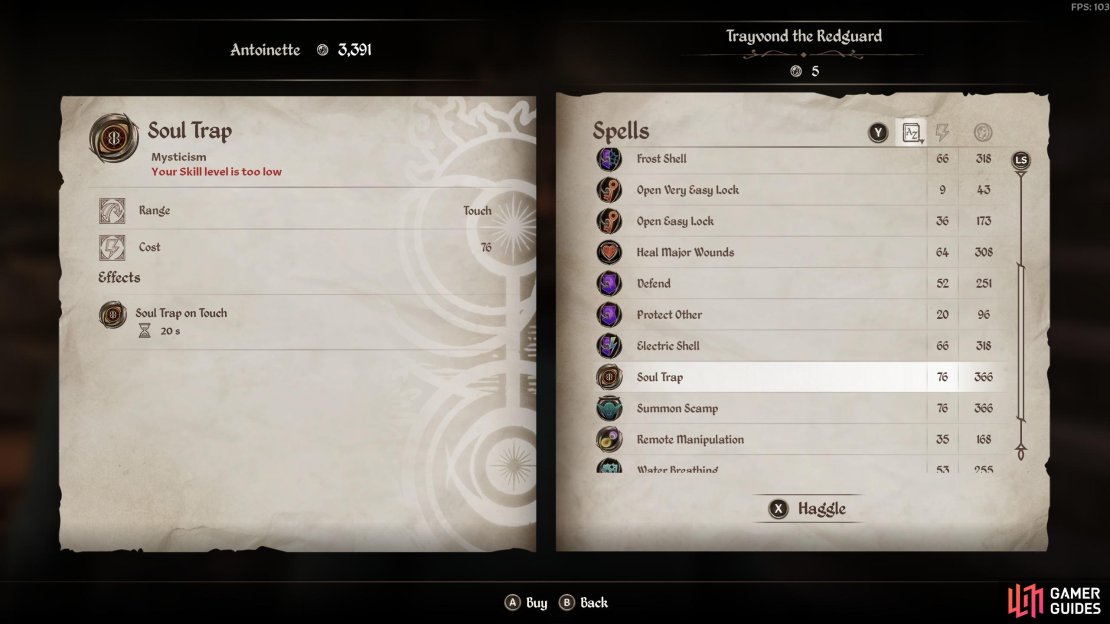 Purchase the Soul Trap spell from a mage vendor.