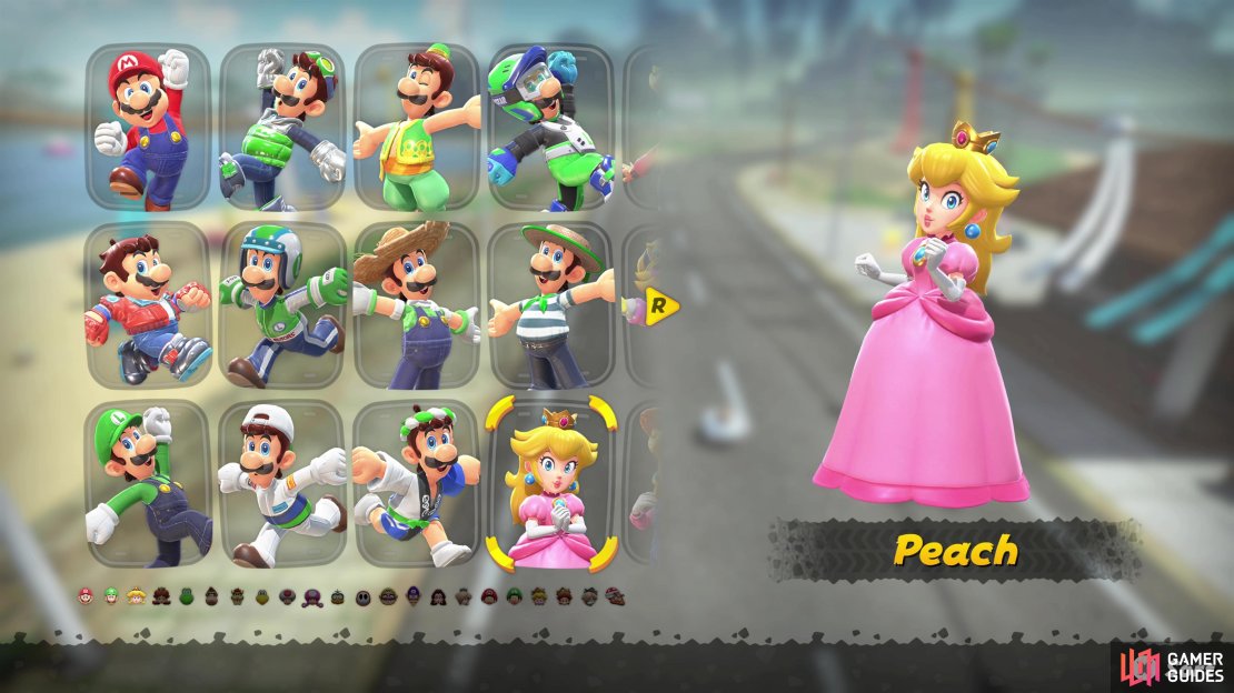Peach has eight costumes to unlock in Mario Kart World.