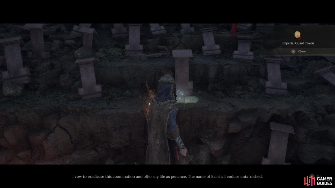 The Imperial Guard Token can be found at Bai’s Mansion, reached by taking the boat at Overlook Ferry.