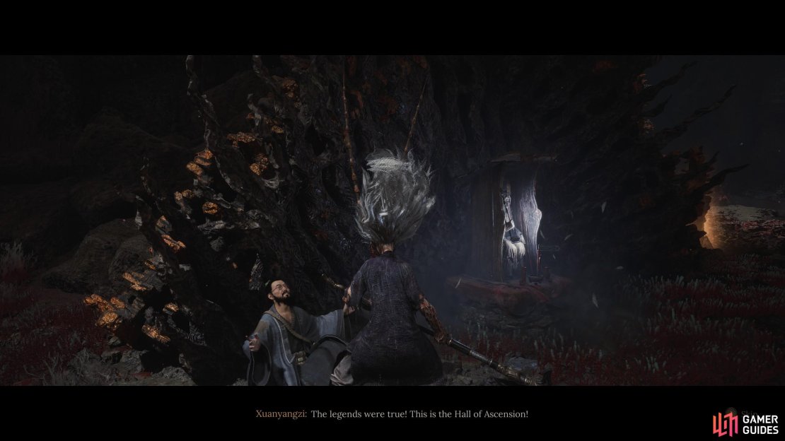At the start of Chapter 5, you can find Xuanyangzi by the Shrine. Image via Gamer Guides / 505 Games.