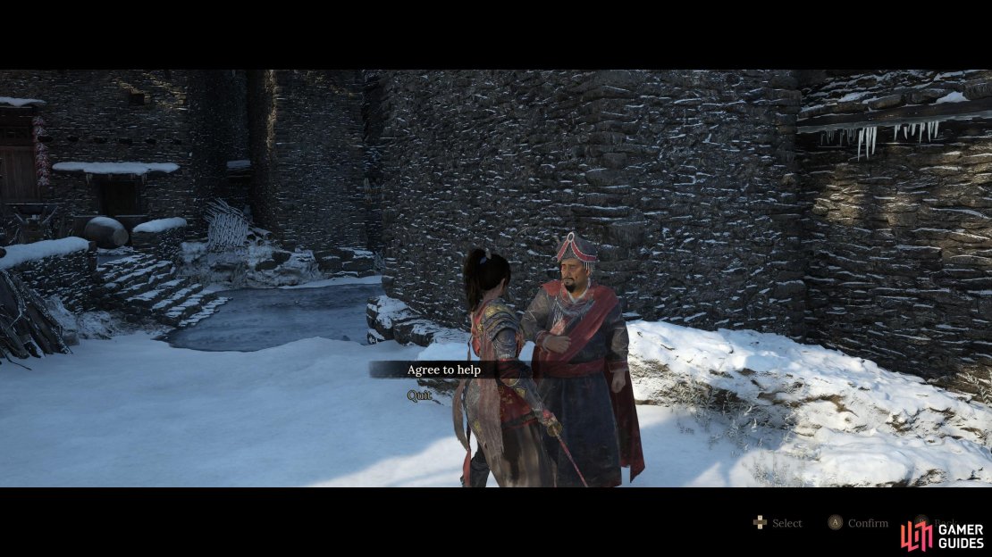 Speak with Butler Shen to start the Yonder Gang quest and look for the Wedding Attire in Wuchang Fallen Feathers. Image via Gamer Guides / 505 Games.