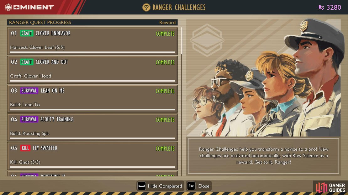 Ranger Challenge Quests are a list of various quests that you&rsquo;ll do by playing, and they reward you with Raw Science for your efforts.