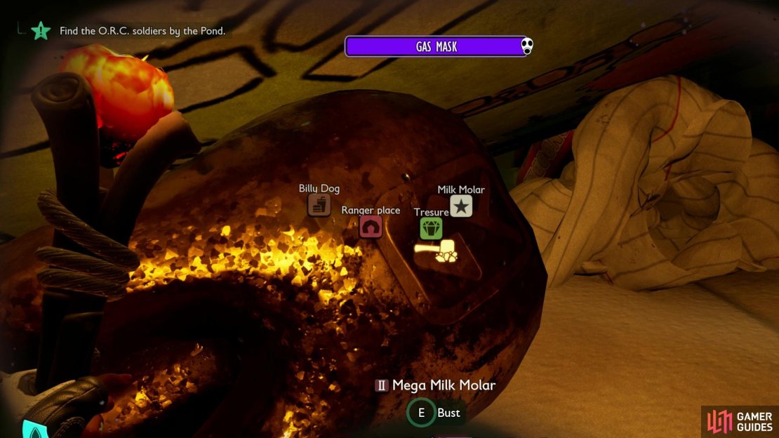 There&rsquo;s a cheeky hidden Mega Milk Molar inside the top section of the Garbage Can in Grounded 2. Image via Gamer Guides / Obsidian