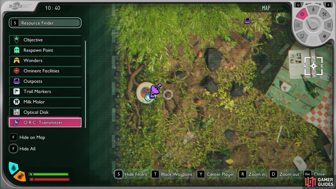 You need to go where my cursor is on the map to start making your way to the Bushwhacker location in Grounded 2. Don&rsquo;t forget your Ant Buggy. Image via Gamer Guides / Obsidian.