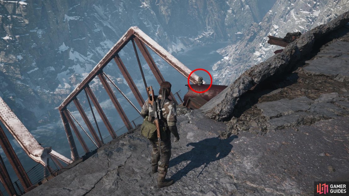 During the second phase of the fight with the Shagohod, while on foot. Head to the southern edge of the area, near the collapsed bridge, and look down to find this GA-KO on the bridge’s wreckage.