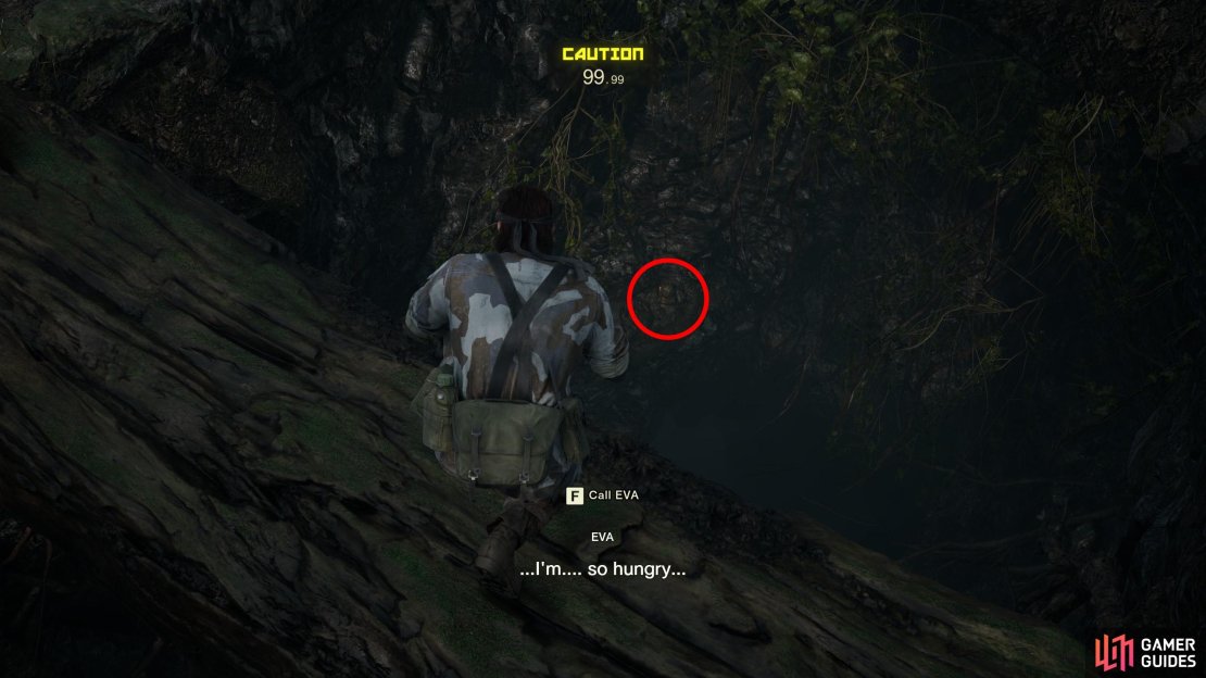 After a cutscene partway through Zaozyorje West, take a fork to the west and you’ll need to cross a log bridge. Atop this bridge look down and to the west to spot this GA-KO below you.