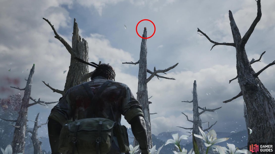 During the fight with The Boss, look up at the tops of the trees in the area to find this GA-KO - it’ll be northeast of the center of the map.