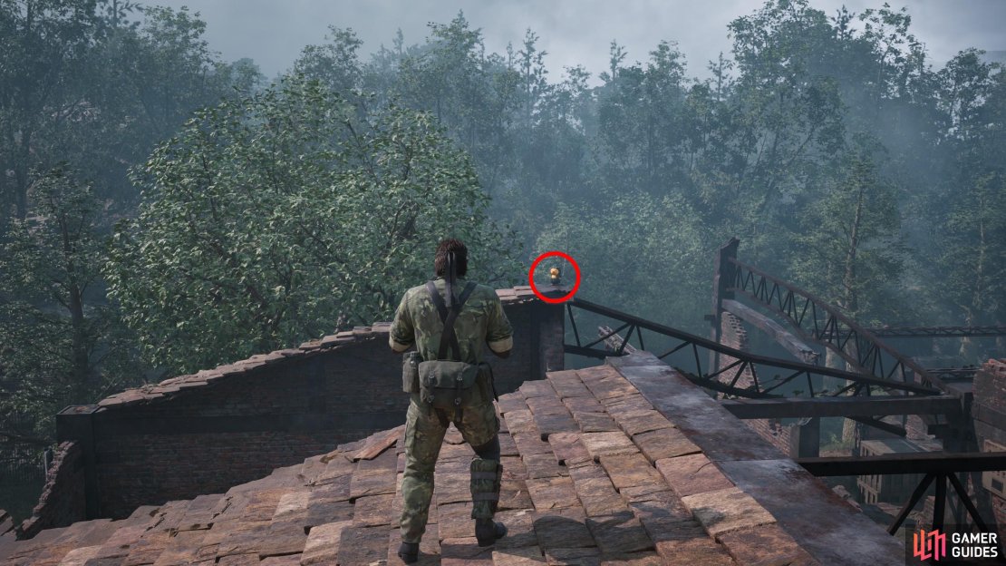 During Operation Snake Eater you’ll return to Rassvet. After dealing with the event there, climb a ladder along the northeastern edge of the ruins and turn south to find this GA-KO on a broken section of roof.