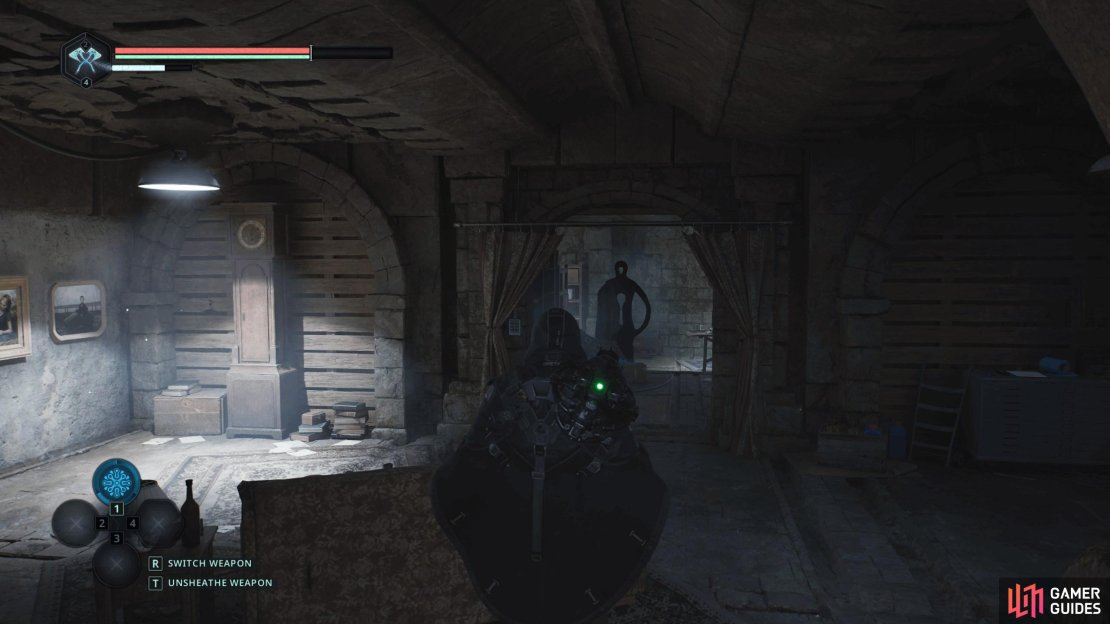 In the basement of Vitalis’ Home is a secret office hidden behind a code-locked door.