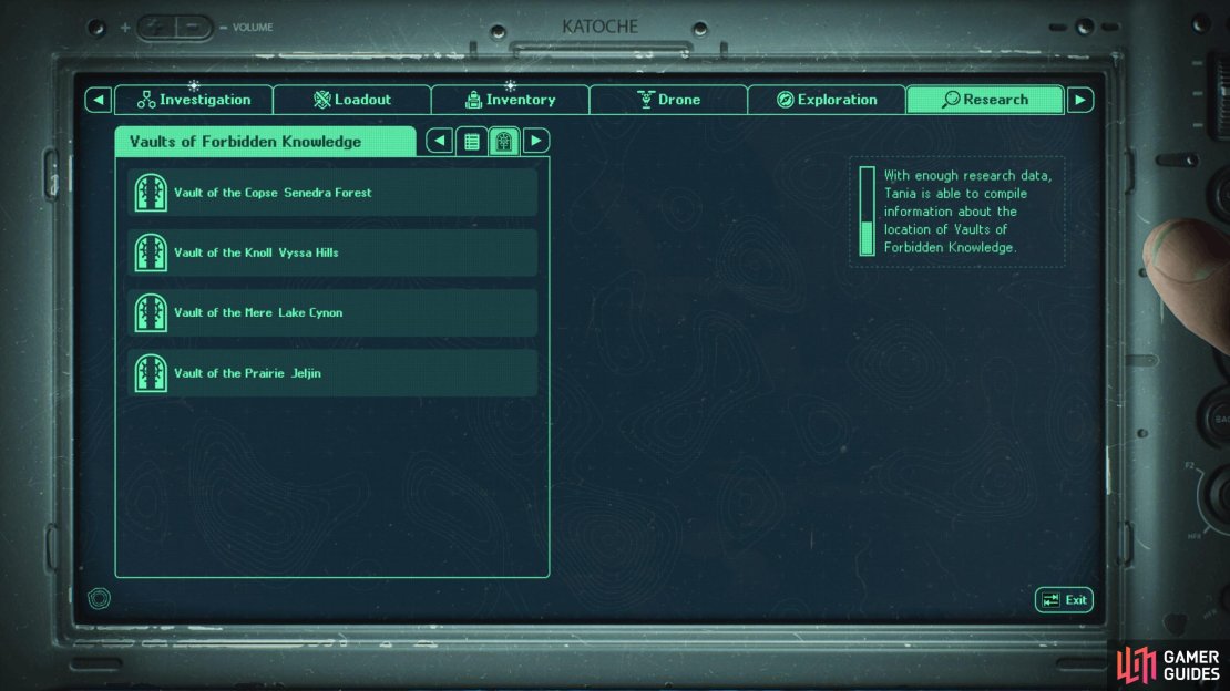 The Vault Codes are unlocked by handing over research items to Tania in the APC.