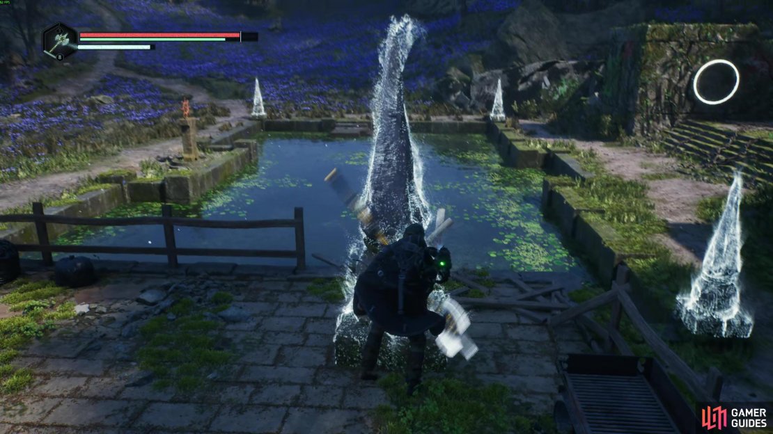 Here’s how to solve the blue flower puzzle at the reservoir in Lake Cynon in Hell Is Us. Image via Gamer Guides / Nacon.