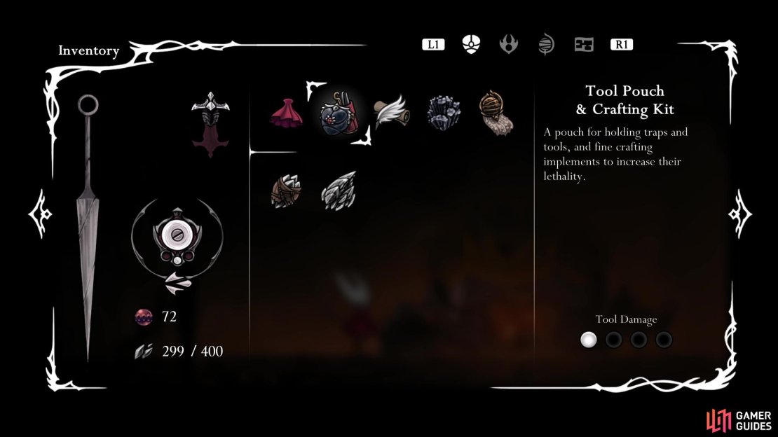 Crafting Kits in Hollow Knight: Silksong will increase the damage of Hornet’s Tools.