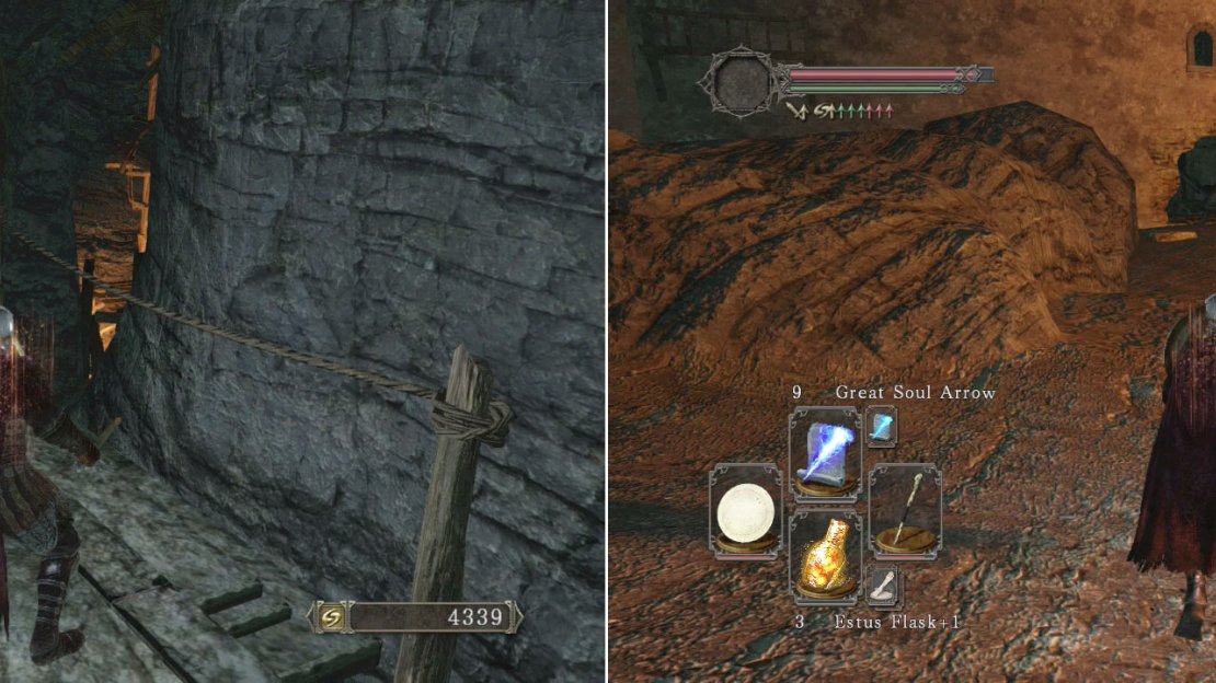 If you’ve got a Pharros Lockstone on you then you can use one now to light up the entire level; causing all Dark Stalkers on the level to scarper into the dark (clearing a few upcoming pathways).