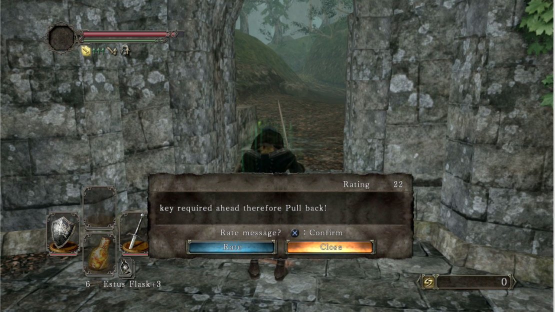 The left-hand doorway leads to the ‘Shrine of Winter’, the middle doorway leads to ‘Aldia’s Keep’ (and the Red Tearstone Ring) and the right-hand doorway leads to the shaded woods itself.