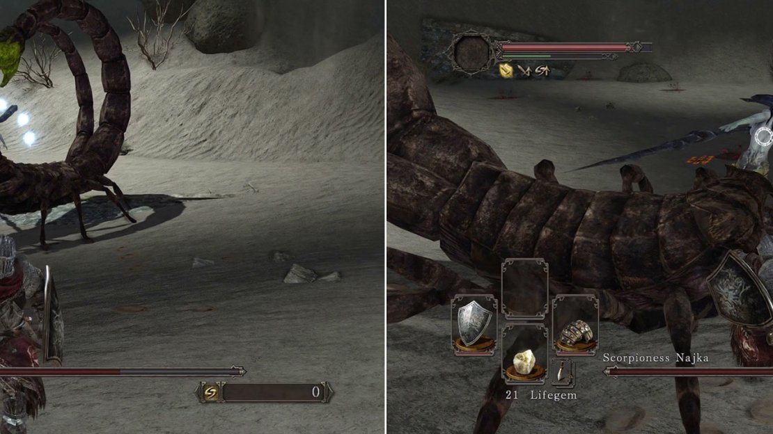 See those blue balls? They’re homing Soul Arrows (so get running in a big arc). Then it’s a case of baiting close-range attacks and attacking her when you can.