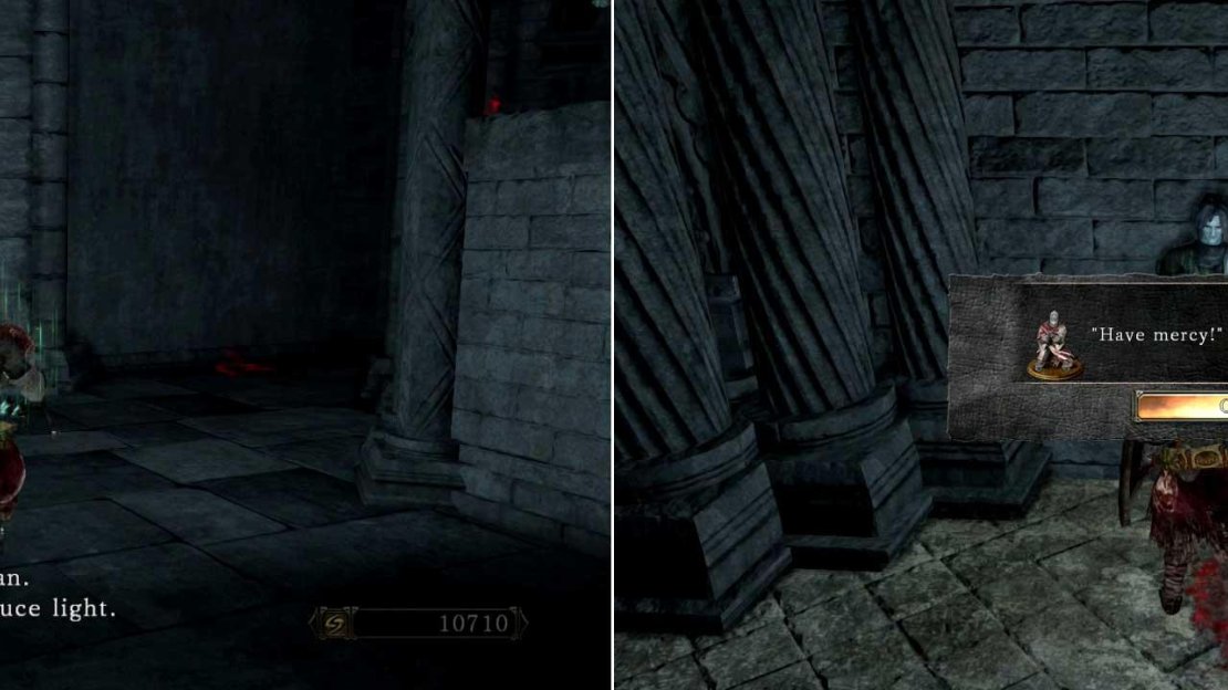 Warning! Before entering the next area DO NOT use any torches or light-emitting spells as you’ll have three enemies and a normally helpful NPC after you!