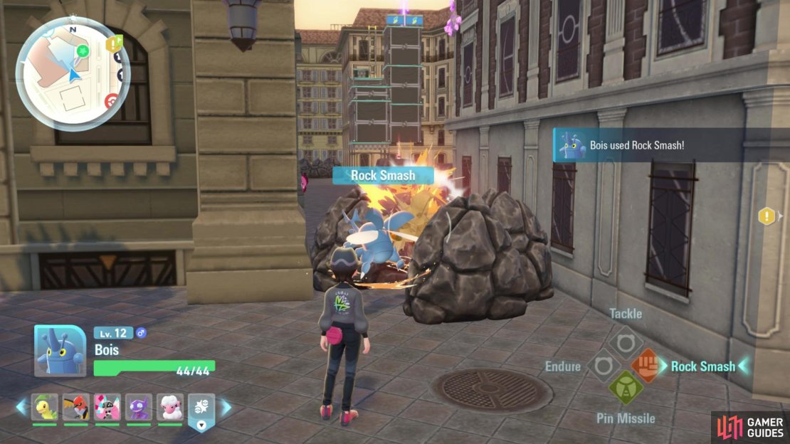 Here’s how to break rocks in Pokemon ZA and explore some of the cut off landmarks on the map. Image via Gamer Guides / Nintendo.