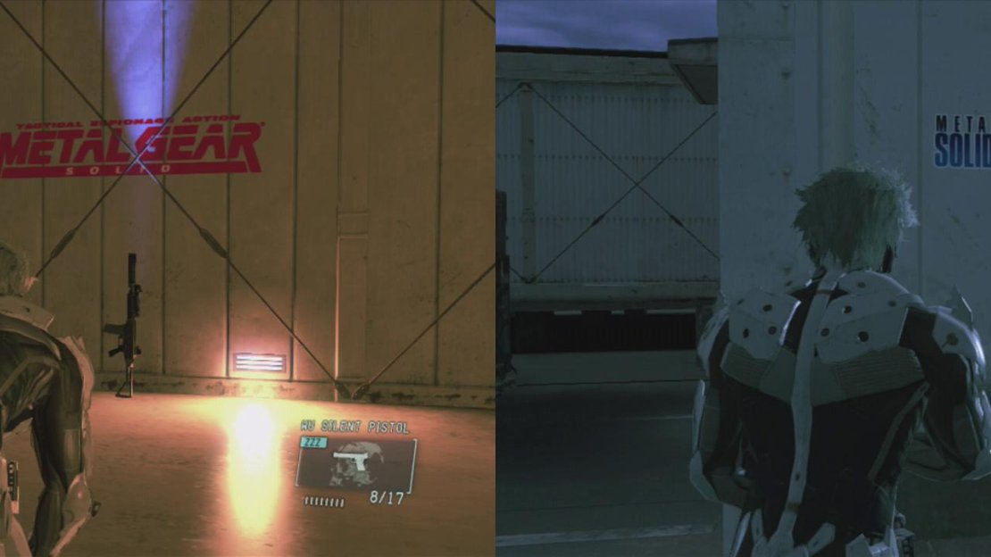 The Metal Gear Solid logo along with the special assault rifle we need to erase it and The Metal Gear 2: Solid Snake logo.