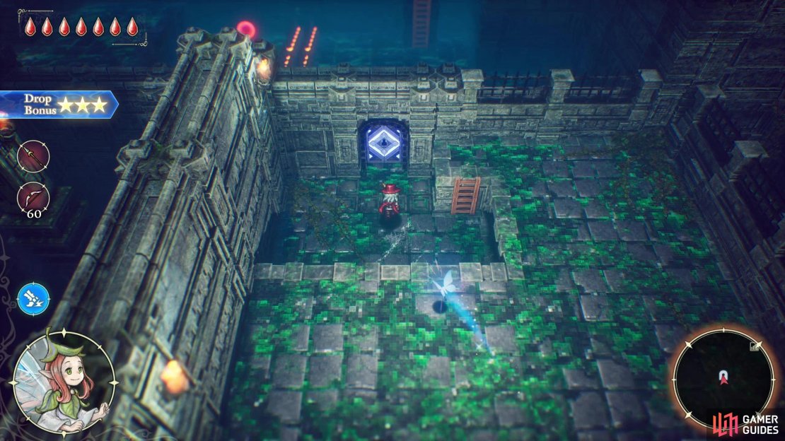 Return to the entrance room and head northwest to find the blue key door,