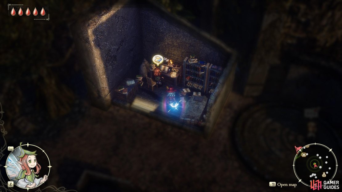 Talk to Calotesia in the Age of Rebuilding after you acquire the Magic Compass to start the quest “Calotesia’s History Lesson”.
