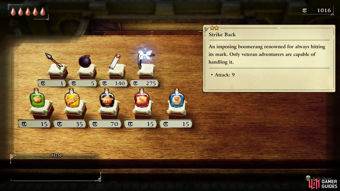 The Item Shop in the Age of Magic era has the Strike Back for sale for 275 tul.