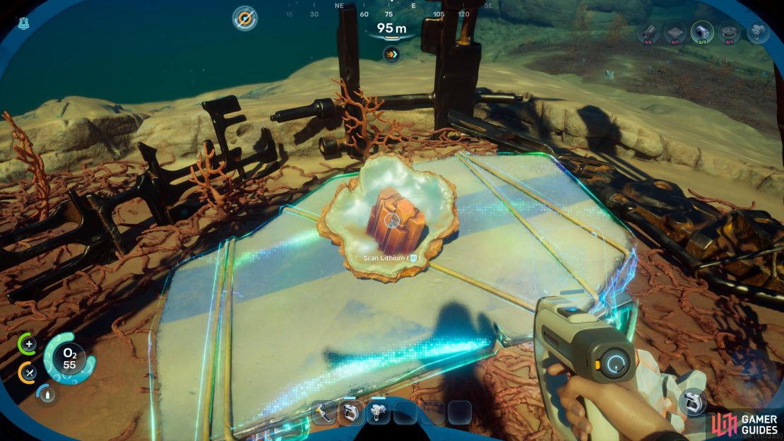 If you need some Lithium, search south, southwest of the Cicada ruins where you found the blueprint.