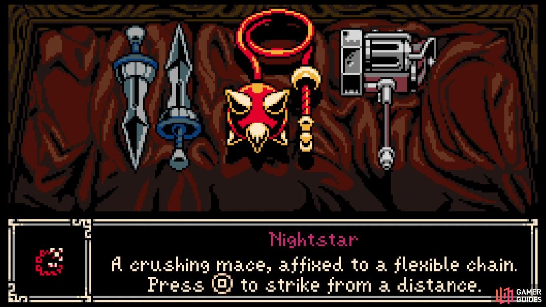 You get to choose one of three weapons at the beginning of the game.